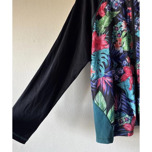 Swimsuits For All Rashguard Women’s Plus Size 30 Floral Hawaiian Swim Top Zip - Picture 6 of 10